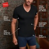image:imageHanes Mens Perfect Flex VNeck Tee Stay Tucked Undershirt Slim Fit Tight on Arms TShirt White amp BlackBlack