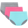 image:imageHanes Girls Absorbency Briefs Underwear 3 Pairs Confident Nights Cotton Overnight Underwear for GirlsGreyAquaPink
