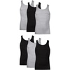 image:imageHanes Mens Tank Undershirt Pack Cotton Tank Undershirt MoistureWicking Breathable White or GreyBlack MultiPackBlackGrey  6 Pack