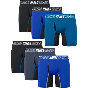 image:imageHanes Boys Moves Underwear Antichafe Boxer Briefs for Boys 6packBlackBlue Long Leg