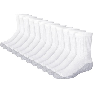 image:imageHanes Boys Socks Pack Double Tough Moisture Wicking Ankle Crew No Show Socks 12 amp 14 Pair PacksWhite  Crew  12 Pack