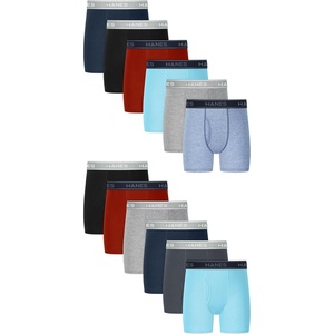 image:imageHanes Boys Underwear Boxer Briefs Or Briefs Pack 8 Or 12 Pack Cotton Stretch Underwear for Boys amp Toddler BoysRed  Black  Blue  Grey