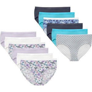 image:imageHanes Girls And Toddlers Underwear Stretch Cotton Panties 12pack Briefs Bikini and Hipsters for GirlsWhite  Purple  Blue  Grey  Floral Print  Dot Print  Tiedye Print