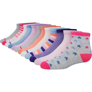image:imageHanes Girls Socks Fashion Patterned Soft Socks No Show Ankle and Crew 12pair PacksGrayBluePinkLavender  12 Pack