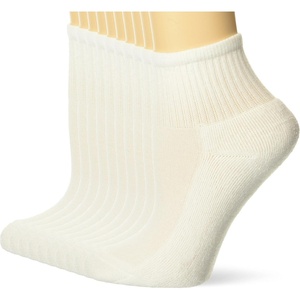 image:imageHanes Girls White Ankle Socks Pack Cushioned Socks Uniform Socks for Girls 10pairsWhite