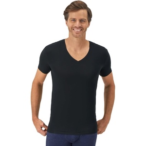 image:imageHanes Mens Perfect Flex VNeck Tee Stay Tucked Undershirt Slim Fit Tight on Arms TShirt White amp BlackBlack