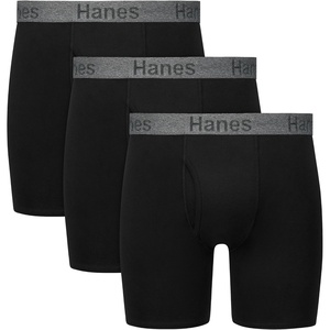 image:imageHanes Mens Stay Dry Pouch Boxer Briefs Performance Stretch Boxer Brief With Leak Protection 3packBlack black black