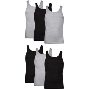 image:imageHanes Mens Tank Undershirt Pack Cotton Tank Undershirt MoistureWicking Breathable White or GreyBlack MultiPackBlackGrey  6 Pack