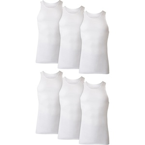 image:imageHanes Mens Tank Undershirt Pack Cotton Tank Undershirt MoistureWicking Breathable White or GreyBlack MultiPackWhite  6 Pack