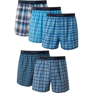 image:imageHanes Mens Underwear Boxers Pack Cool amp Breathable Cotton Underwear MoistureWicking Boxers for MenBlue Plaid  5 Pack