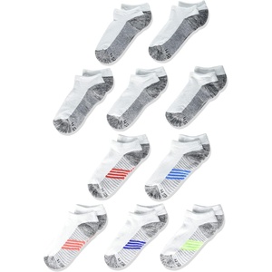 image:imageHanes Ultimate Boys Crew Performance Sport Socks 10Pair PacksNo Show  WhiteGrey Bottom  10 Pack