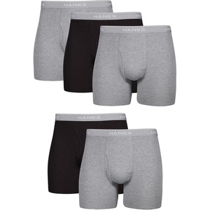 image:imageHanes mens Underwear Boxer Briefs Pack Cool amp Breathable Cotton Moisturewicking Underwear for Men No Ride UpBlackGray  5 Pack