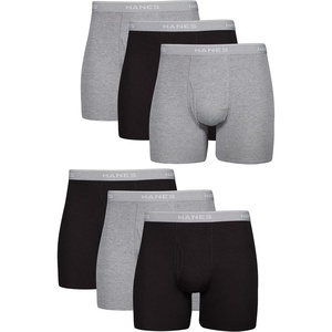 image:imageHanes mens Underwear Boxer Briefs Pack Cool amp Breathable Cotton Moisturewicking Underwear for Men No Ride UpBlackGray  6 Pack