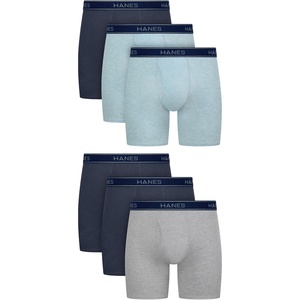 image:imageHanes mens Underwear Boxer Briefs Pack Cool amp Breathable Cotton Moisturewicking Underwear for Men No Ride UpGreyNavyBlue  6 Pack