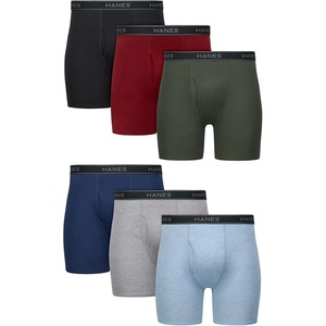 image:imageHanes mens Underwear Boxer Briefs Pack Cool amp Breathable Cotton Moisturewicking Underwear for Men No Ride UpHeather BlueRedBlack  6 Pack