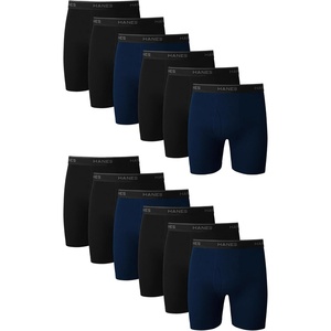 image:imageHanes mens Underwear Boxer Briefs Pack Cool amp Breathable Cotton Moisturewicking Underwear for Men No Ride UpNavyBlack  12 Pack