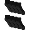 image:imageHanes Mens Crew Socks Pack 8 Pairs Max Cushion Moisturewicking Ankle Socks for Men Cushioned Ankle LengthBlack With Gray Logo  8 Pack