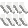 image:imageHanes Mens Crew Socks Pack 8 Pairs Max Cushion Moisturewicking Ankle Socks for Men Cushioned Ankle LengthWhite With Gray Logo  8 Pack