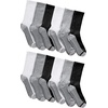 image:imageHanes Mens Crew amp Over the Calf Socks Pack Max Cushioned Moisturewicking Stay Dry Socks Athletic Socks 6 8 Or 12pairsBlackWhiteGray With Red Logo  12 Pack