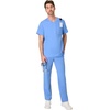 image:imageHanes Mens Scrubs Healthcare Top Scrub Shirt for Men MoistureWicking amp Odor Control One PocketCeil Blue 2