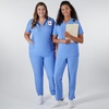 image:imageHanes Womens Scrubs Healthcare Top MoistureWicking Stretch Scrub Shirts Ribbed Side PanelsCeil Blue 2