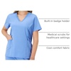 image:imageHanes Womens Scrubs Healthcare Top MoistureWicking Stretch Scrub Shirts Ribbed Side PanelsCeil Blue 2