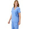 image:imageHanes Womens Scrubs Healthcare Top MoistureWicking Stretch Scrub Shirts Ribbed Side PanelsCeil Blue 2