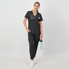 image:imageHanes Womens Scrubs Healthcare Top MoistureWicking Stretch Scrub Shirts Ribbed Side PanelsNew Ebony