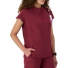 image:imageHanes Womens Scrubs Healthcare Top with Mandarin Collar MoistureWicking Stretch Scrub ShirtAfternoon Burgundy