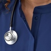 image:imageHanes Womens Scrubs Healthcare Top with Mandarin Collar MoistureWicking Stretch Scrub ShirtAthletic Navy
