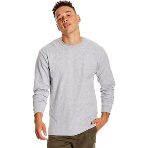 image:imageHanes Mens Beefy Long Sleeve Shirt 1 or 2 PackLight Steel  2 Pack