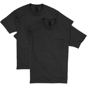 image:imageHanes Mens Beefyt Pocket Heavyweight Cotton Pocket Tee for Men FullCut TShirt 1 Or 2 PackBlack  2 Pack