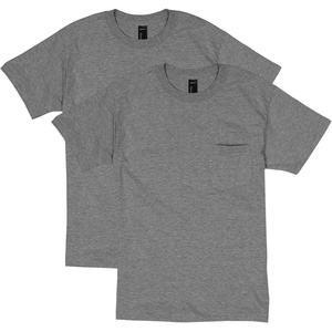 image:imageHanes Mens Beefyt Pocket Heavyweight Cotton Pocket Tee for Men FullCut TShirt 1 Or 2 PackCharcoal Heather  2 Pack