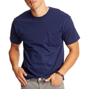 image:imageHanes Mens Beefyt Pocket Heavyweight Cotton Pocket Tee for Men FullCut TShirt 1 Or 2 PackNavy  1 Pack