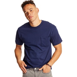 image:imageHanes Mens Beefyt Pocket Heavyweight Cotton Pocket Tee for Men FullCut TShirt 1 Or 2 PackNavy  2 Pack