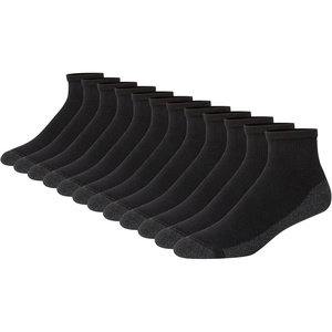 image:imageHanes Mens Crew Socks Pack 8 Pairs Max Cushion Moisturewicking Ankle Socks for Men Cushioned Ankle LengthBlack With Red Logo  12 Pack