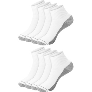 image:imageHanes Mens Crew Socks Pack 8 Pairs Max Cushion Moisturewicking Ankle Socks for Men Cushioned Ankle LengthWhite With Gray Logo  8 Pack