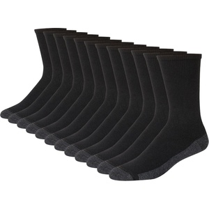 image:imageHanes Mens Crew amp Over the Calf Socks Pack Max Cushioned Moisturewicking Stay Dry Socks Athletic Socks 6 8 Or 12pairsBlackGrey Foot Bottom  12 Pack