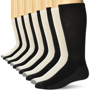image:imageHanes Mens Crew amp Over the Calf Socks Pack Max Cushioned Moisturewicking Stay Dry Socks Athletic Socks 6 8 Or 12pairsBlackWhite  12 Pack