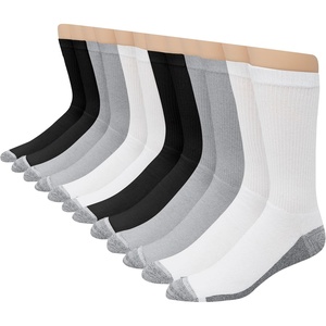 image:imageHanes Mens Crew amp Over the Calf Socks Pack Max Cushioned Moisturewicking Stay Dry Socks Athletic Socks 6 8 Or 12pairsBlackWhiteGray With Red Logo  12 Pack