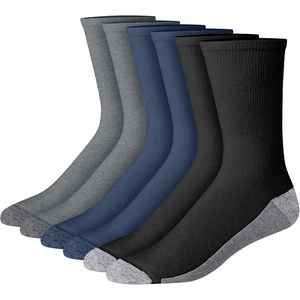 image:imageHanes Mens Crew amp Over the Calf Socks Pack Max Cushioned Moisturewicking Stay Dry Socks Athletic Socks 6 8 Or 12pairsCharcoalNavyBlack With Red Logo  6 Pack