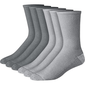image:imageHanes Mens Crew amp Over the Calf Socks Pack Max Cushioned Moisturewicking Stay Dry Socks Athletic Socks 6 8 Or 12pairsGrayCharcoal With Red Logo  6 Pack