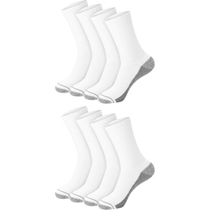 image:imageHanes Mens Crew amp Over the Calf Socks Pack Max Cushioned Moisturewicking Stay Dry Socks Athletic Socks 6 8 Or 12pairsWhite With Gray Logo  8 Pack