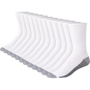 image:imageHanes Mens Crew amp Over the Calf Socks Pack Max Cushioned Moisturewicking Stay Dry Socks Athletic Socks 6 8 Or 12pairsWhiteGrey Foot Bottom  12 Pack