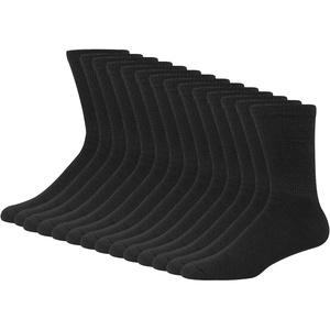 image:imageHanes Mens Double Tough Socks Crew and Ankle Moisturing Wicking Socks Black amp White MultiPacksBlack  Crew 14 Pair