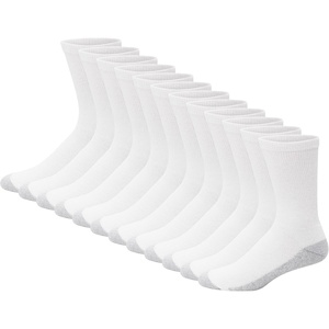 image:imageHanes Mens Double Tough Socks Crew and Ankle Moisturing Wicking Socks Black amp White MultiPacksWhite  Crew 12 Pair