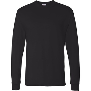 image:imageHanes Mens Essentials LongSleeve TShirt Crewneck Cotton TShirts for Men 2PackBlack  2 Pack