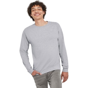 image:imageHanes Mens Essentials LongSleeve TShirt Crewneck Cotton TShirts for Men 2PackLight Steel  4 Pack