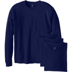 image:imageHanes Mens Essentials LongSleeve TShirt Crewneck Cotton TShirts for Men 2PackNavy  4 Pack