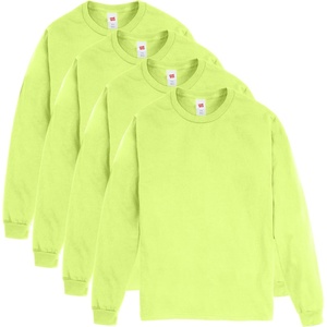 image:imageHanes Mens Essentials LongSleeve TShirt Crewneck Cotton TShirts for Men 2PackSafety Green  4 Pack
